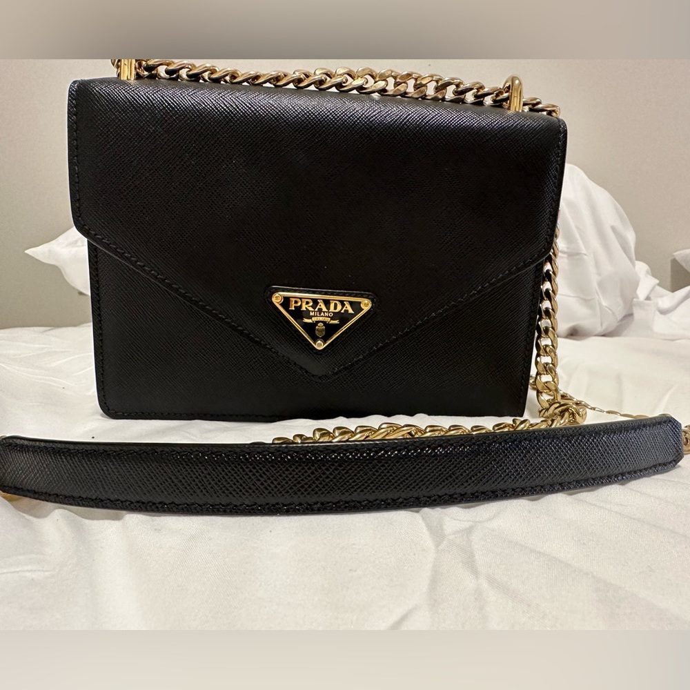 BLACK PRADA SAFFIANO LEATHER BAG